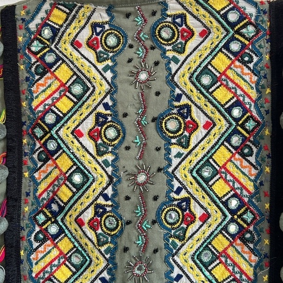 Zara Women's Collar Long Sleeves Button Up Tassel Jacket Olive Green - Picture 7 of 12